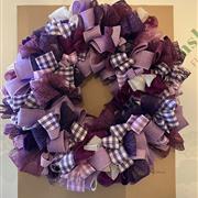 Purple Ribbon Door Wreath